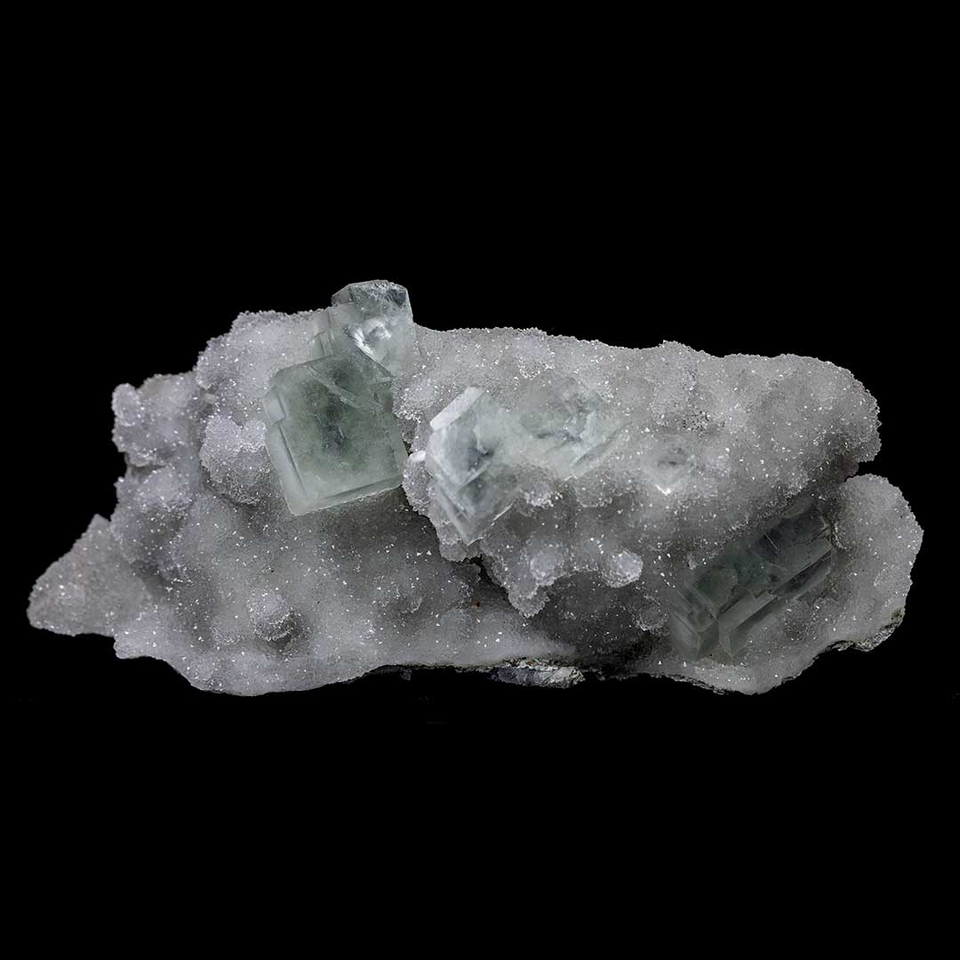 Crystallized Quartz Over Green Fluorite Cluster