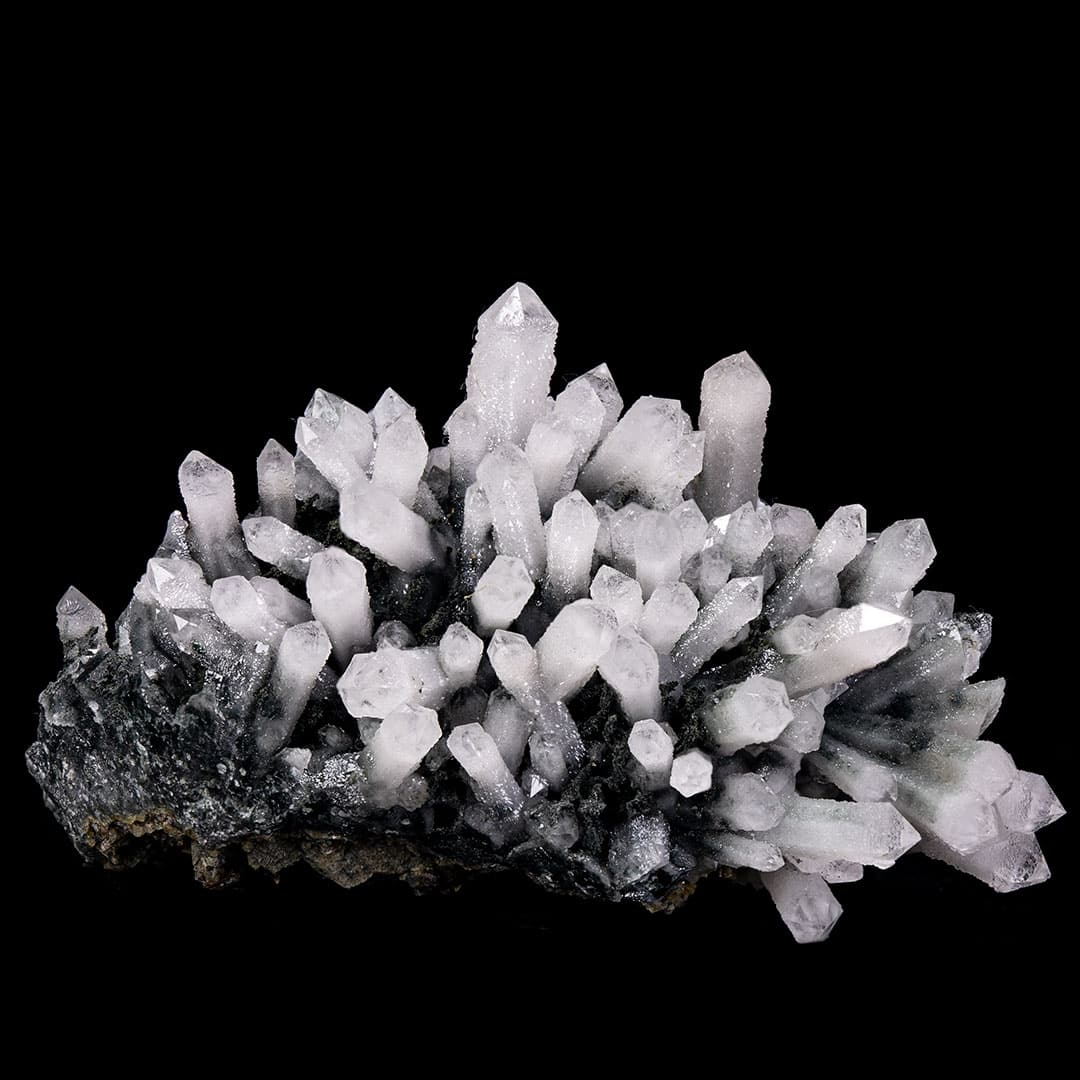 Sparkling Etched Green Hedenbergite Included Dual Core Mongolian Quartz Flower Cluster With Sheet Calcite