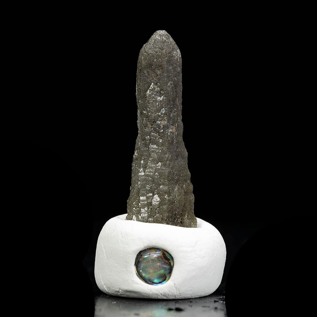 Mongolian Green Hedenbergite Included Etched Quartz Crystal